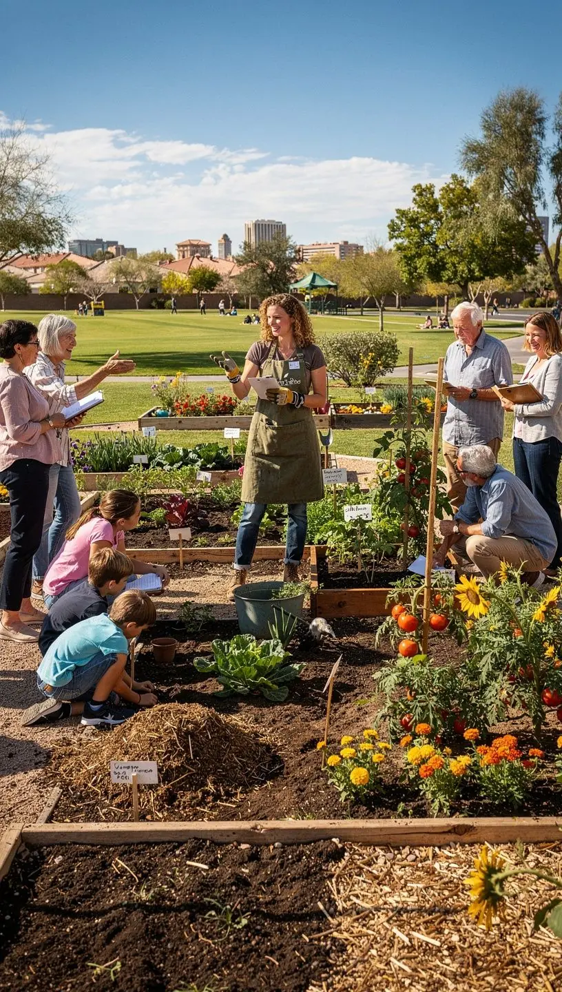 Gardener inspecting plants for pest management techniques